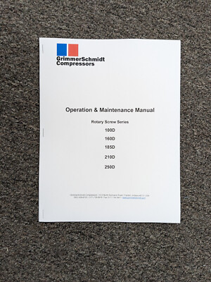 Grimmer Schmidt 185D 185DR 185DRE Air Compressor Operator & Maintenance Manual