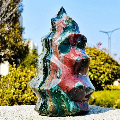 Torcia diaspro marino naturale 3,79 libbre cristallo di quarzo esemplare minerale guarigione reiki - Foto 14 di 17