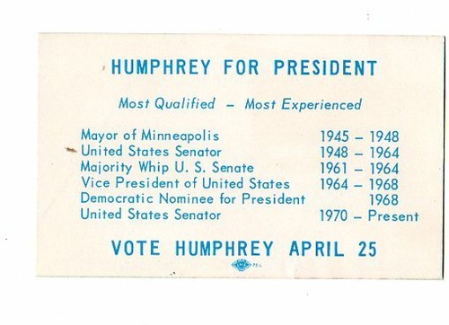 Biglietto campagna comitato presidente Humphrey 1972 - Foto 2 di 2