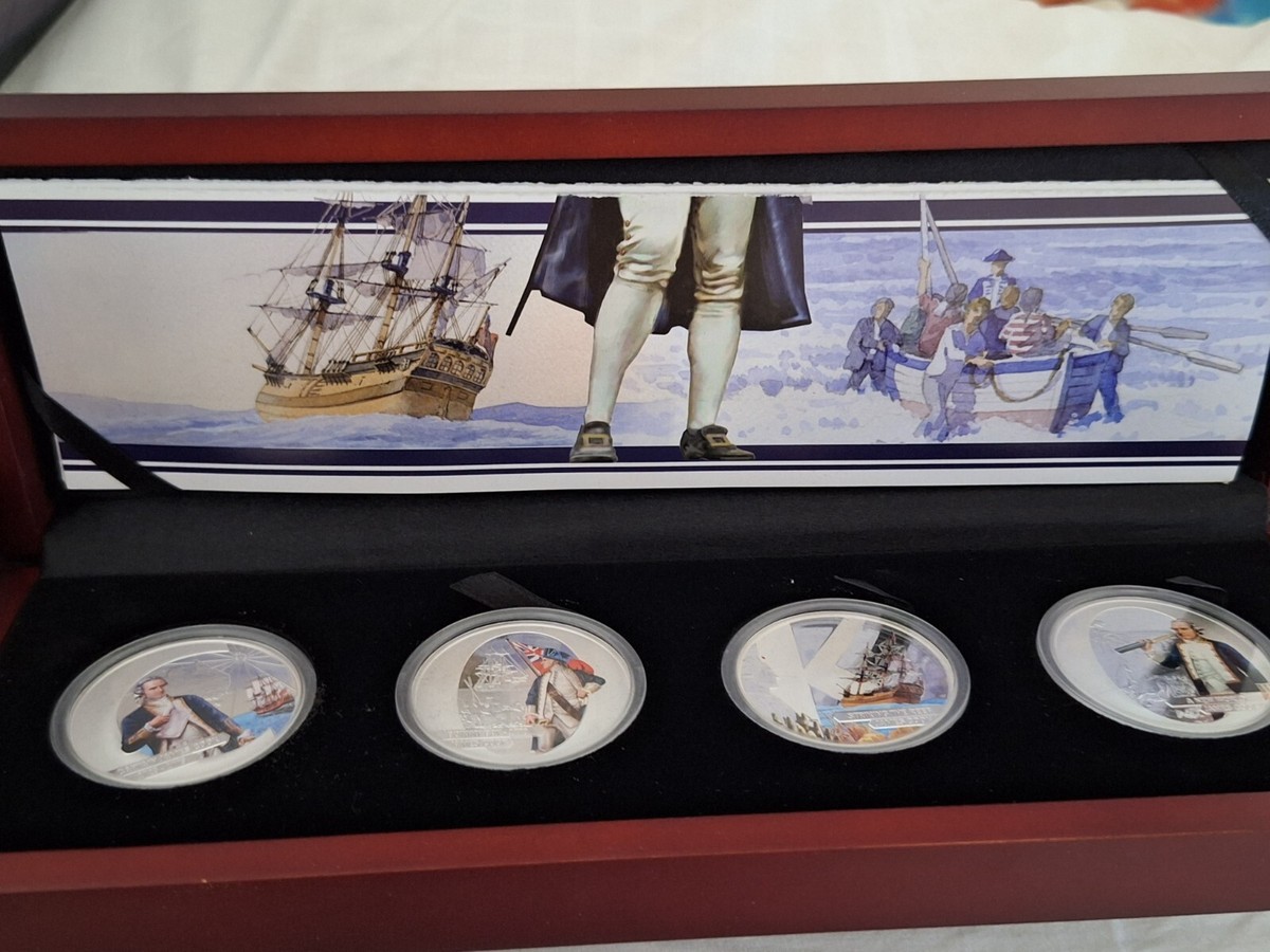 COOK ISLANDS 2009 CAPTAIN JAMES COOK 4 COLORED SILVER PROOF SET