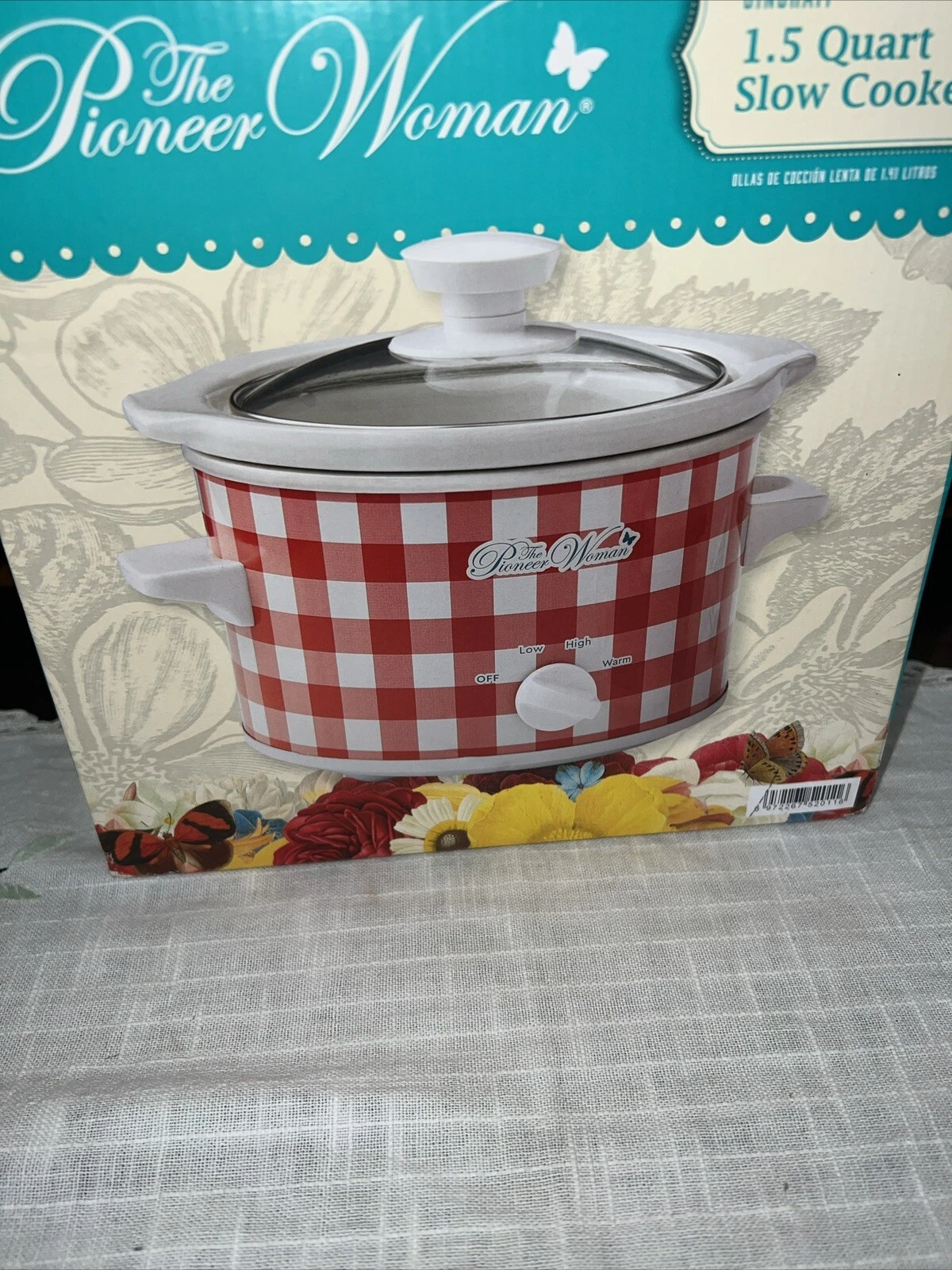 The Pioneer Woman Gingham Red 1.5 Quart Slow Cooker Crockpot *NEW in SEALED Box*
