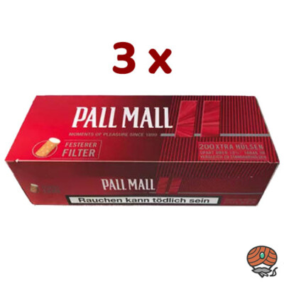 3x Pall Mall Red / Rot Xtra Filterhülsen à 200 Stück = 600 Stück