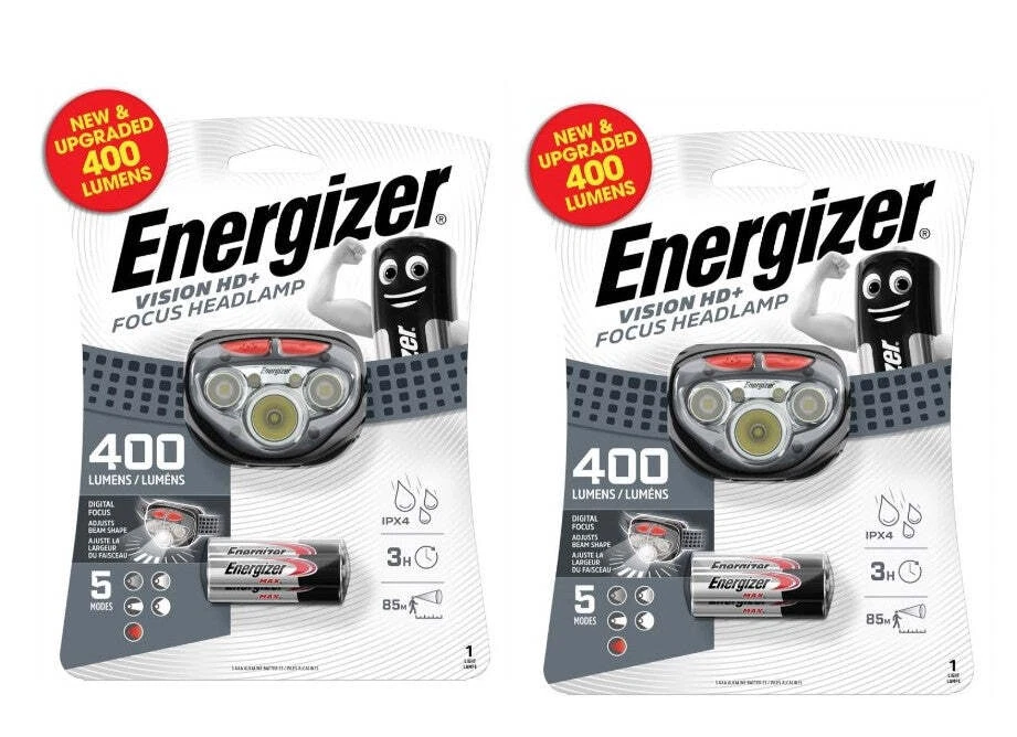 NEW Energizer Vision HD+ Focus 400 Lumen Headlight Headlamp + 3 Max Batteries - Image 2 of 3