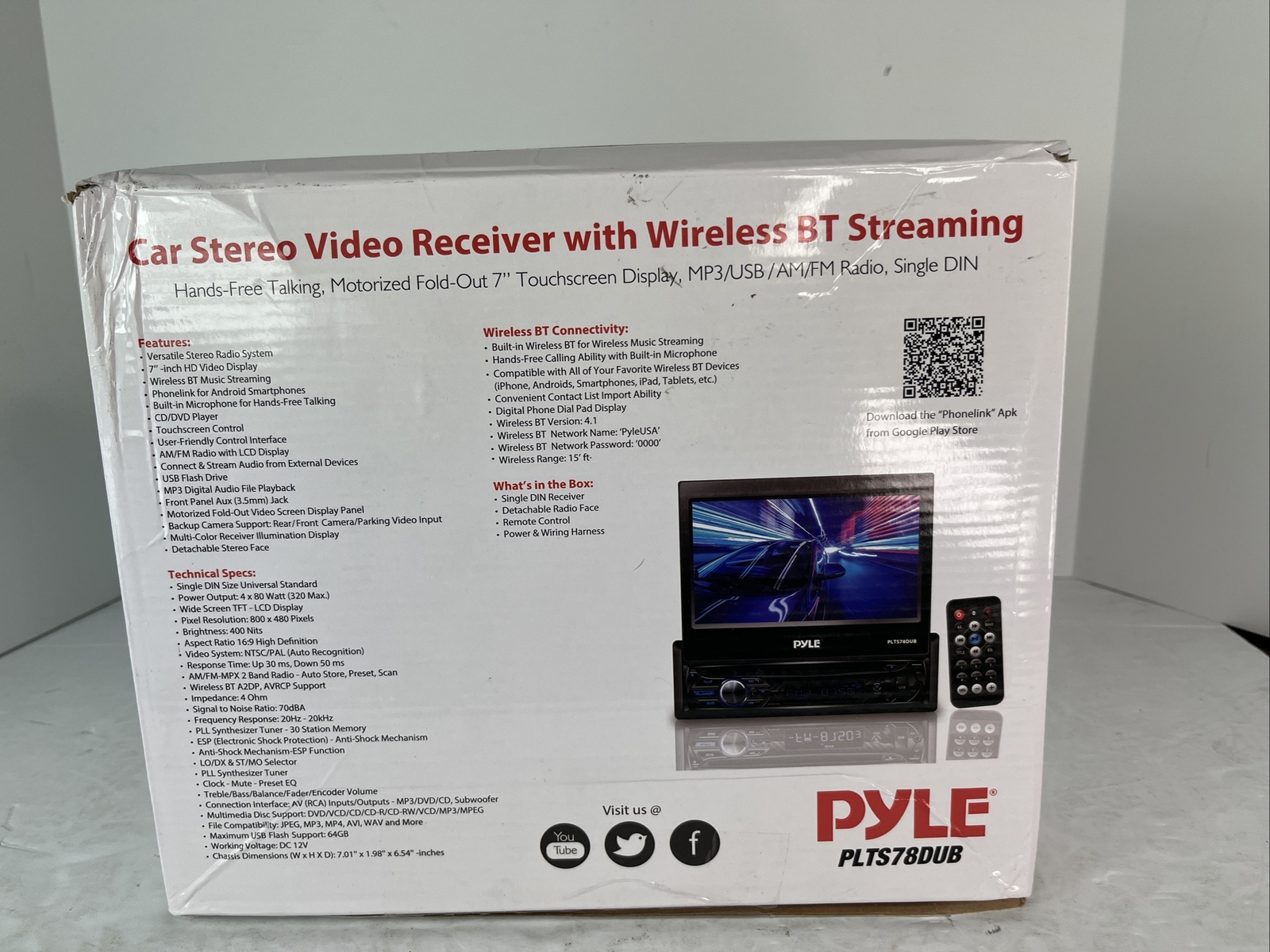 Pyle Single DIN Head Unit Receiver - In-Dash Car Stereo