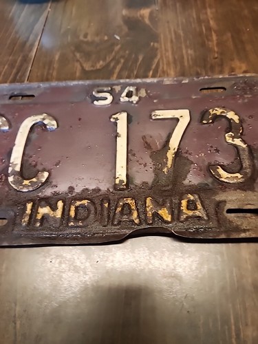 Vintage 1954 Indiana Steel License Plate #CC173 Original Paint Rusty - Picture 3 of 8