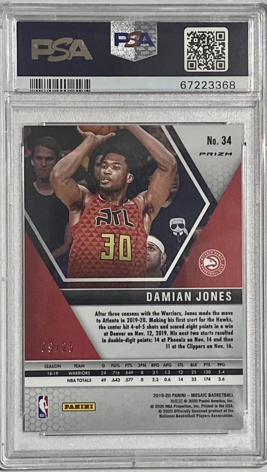 2019 Panini Mosaic #34 Damian Jones NBA Orange Fluorescent #9/25 PSA 10 Gem Mint - Image 4 of 4
