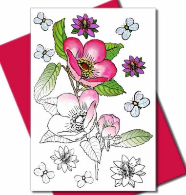 Art Eclect 10 Adult Coloring Greeting Cards Floral Flower Botanical 4 x 6 Blank