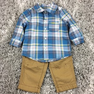 NWT Carter/'s 2-Piece Plaid Shirt and Khaki Pants Set Size 6 Months