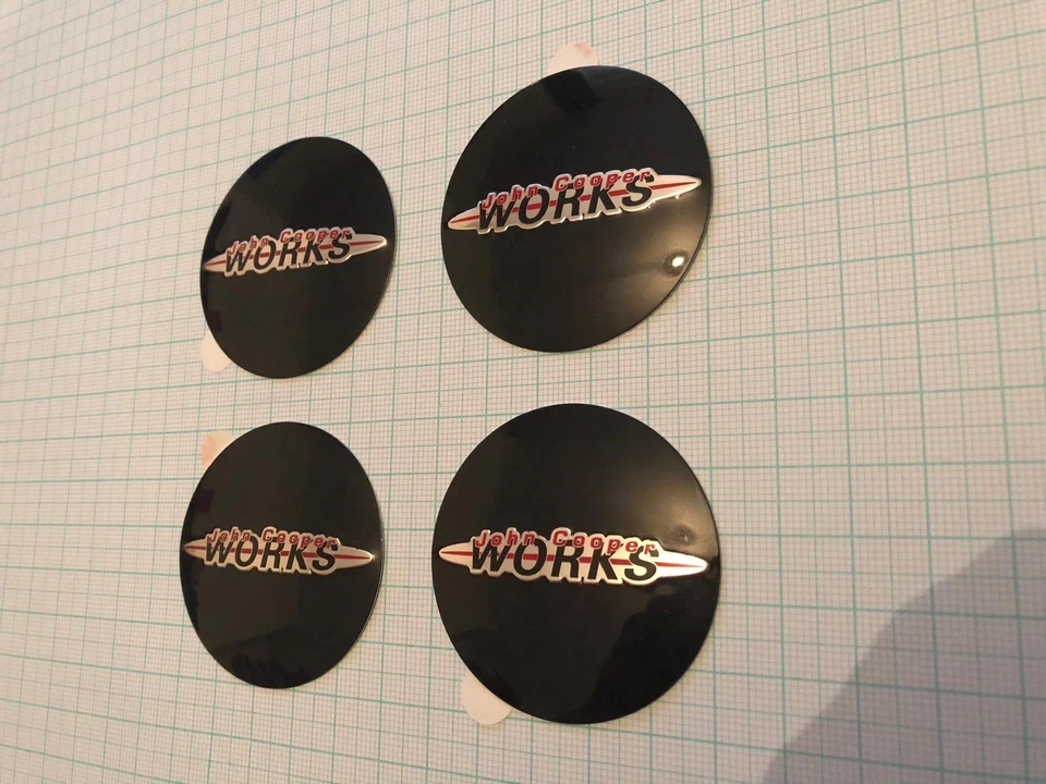 X4 NEW GENUINE Mini John Cooper Works 1st Gen Centre Cap Badges JCW GP R53 R52 - Image 2 of 4