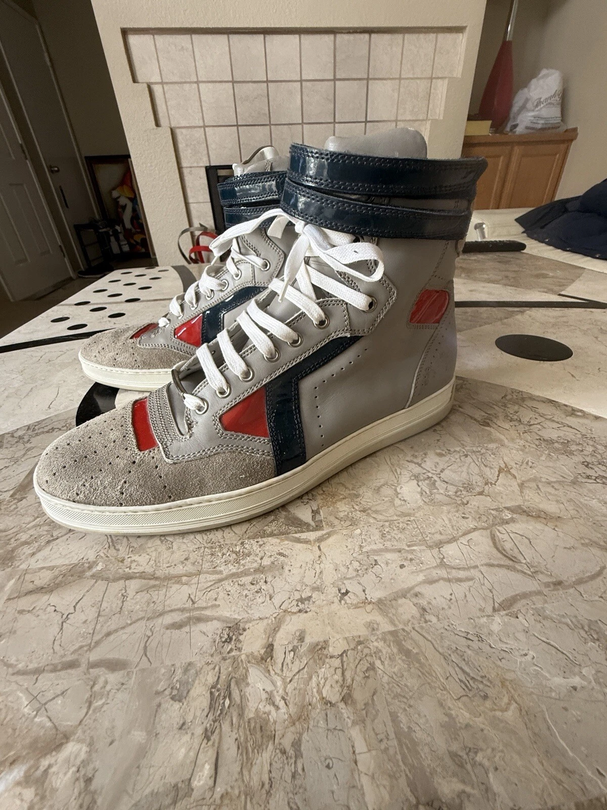 Baskets montantes Christian Dior cuir gris daim Italie EUC   Taille 45/12