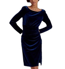 Ralph Lauren women's Navy Velvet Midi Cocktail Dress - size 12 - retail $195