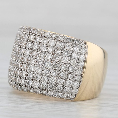 Anello In Diamanti Pave Da 1,40 Ct In Oro Giallo 14k Misura 7,25 Cocktail - Foto 2 di 10