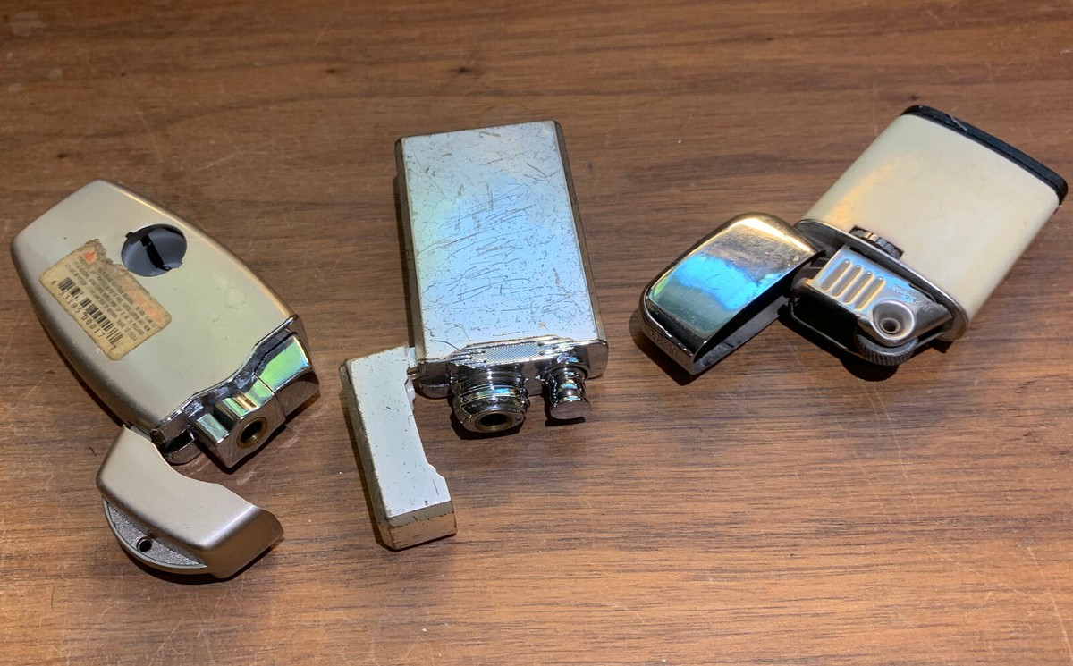 3 Old Butane Lighters, Mid-Century Penguin & Snowflakes