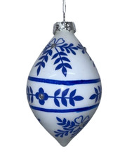 Mark Roberts Blue  White Painted Glass Sequin Christmas Ornament 6" NWT New