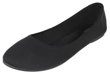 Forever Women Ballet Flats Round Gel Memory Foam Insole Satin FLEXIBLE-62 Black