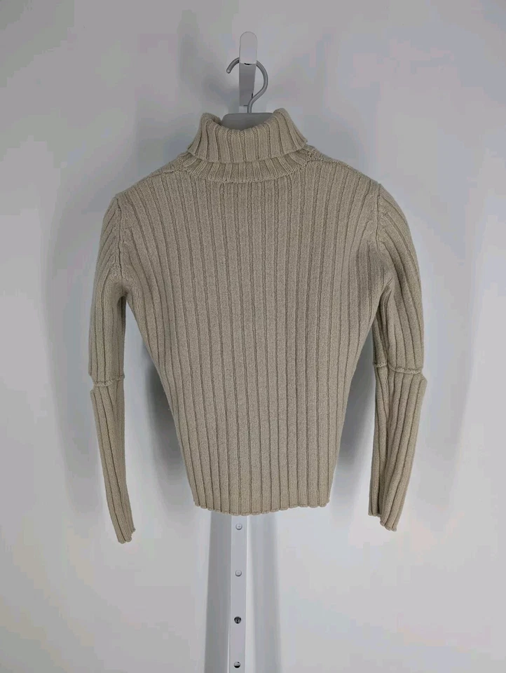 Suéter corto Helmut Lang Vintage Archive beige tejido con cable abertura en el codo M Italia Foto 2 de 4