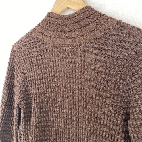 SIGRID OLSEN Sweater XS Wool Blend Crochet Duster Cardigan Open Front Brown - Picture 5 of 12