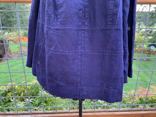 *NWT* Coldwater Creek Sz 20 Navy Blue Linen Shaped Long Sleeve Front Zip Jacket - Picture 4 of 12