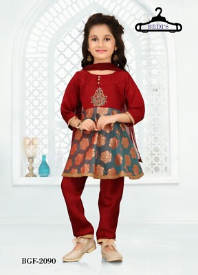 Mädchen Anarkali Churidar Gehrock indischer Stil 3-teiliger Anzug UK Größe Baby Kleid