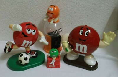Nostalge M&M Konvolut 4tlg. Automat Spender Figuren 1991 Kunststoff Werbung
