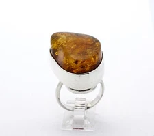 BALTIC AMBER  RING  set in  .925 STERLING SILVER  Size 8.5  FREE FAST SHIPPING!!