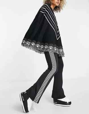 THREADBARE Womens Black Wide Leg Trousers with Contrast SIZE UK-8 Brand New