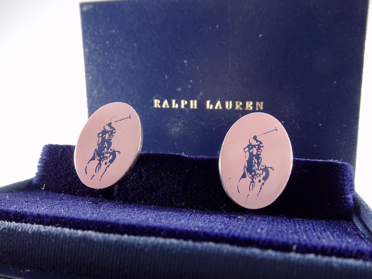 Ralph Lauren Cufflinks Silver Hose Classic Logo With Box Men's
