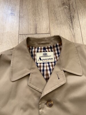 Mens Aquascutum London Trench Coat Rain Jacket Check Cotton Mens Aquascutum London Trench Coat Rain Jacket Check Cotton