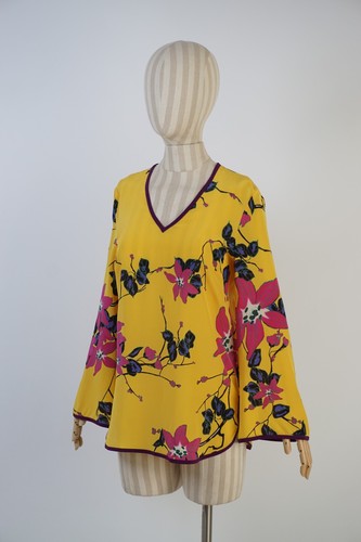Rare ETRO Summer Blouse Womans Sz M-L 100% SILK Floral Japan Multicoloured print - Picture 15 of 18