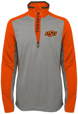 NCAA Oklahoma State Cowboys Boys Outerstuff ''Matrix'' 1/4 Zip Top, Light Charc...