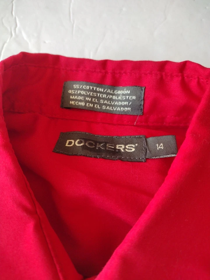 Рубашка на пуговицах Dockers для мальчиков молодежный размер 14 красная на пуговицах длинные рукава цветная - Изображение 3 из 4