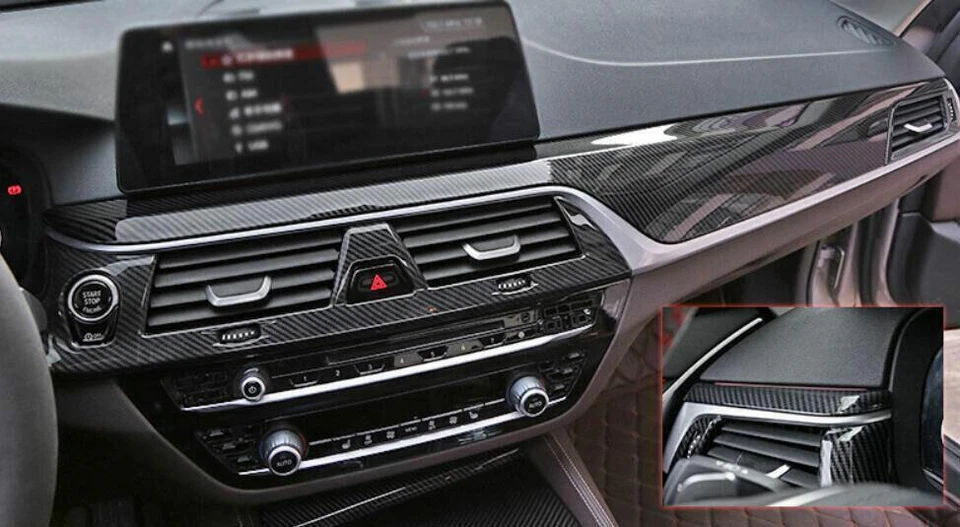 Panel de instrumentos de tablero de consola central ABS fibra de carbono para BMW Serie 5 2017~2023 Foto 2 de 4