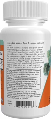 NOW Supplements, Iron 18 mg, Non-Constipating*, Essential Mineral, 120 Veg