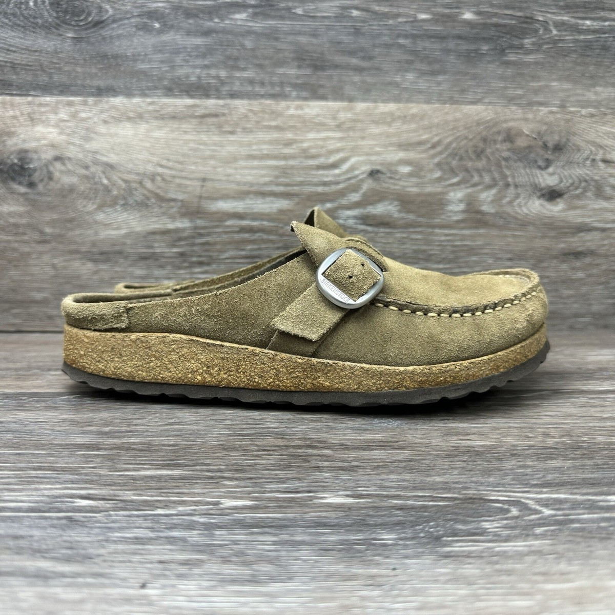 BIRKENSTOCK Womens Buckley Grey Taupe Suede Narrow Slip On 