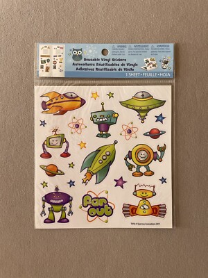  Rockets  Reusable Vinyl Stickers~Sheet 6  X 6 1/8 ~Includes 23 Stickers, New