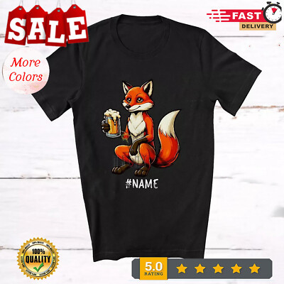 German Fox Drinking Beer; Cheerful Festival Oktoberfest; Custom Name T-Shirt