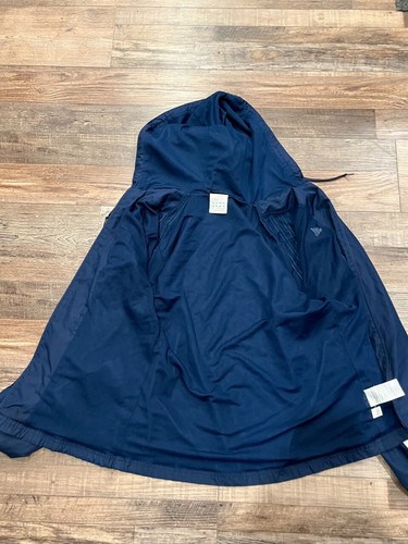 Vintage Adidas Navy Blue Windbreaker Zipper Jacket Hoodie Women M - Picture 5 of 11