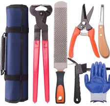Horse Farrier Hoof Tool Kit（7 Piece） with Carry Bag Horse Equine Metal Shears