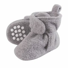 Luvable Friends Boy and Girl Baby Fleece Booties, Heather Gray