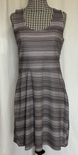 Tehama Striped Sleeveless Dress Gray Striped Racerback Stretch | Size Large