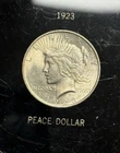AU/MS 1923-P Peace Silver Dollar in Black Hard Case, U.S. Type Coin $1