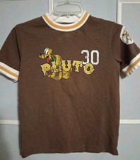 Vintage Disneyland Walt Disney World Ringer T Shirt Youth Size S Pluto Brown