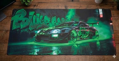 XXL Gaming Mauspad 90x40cm - Street Racing Car Design - Drift Neon Desk Mat