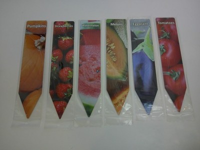 Set 6 Metal Garden Stakes Vegetable Markers Tomato Melon Pumpkin Berry 8''