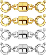 Double Magnetic Necklace Clasps and Closures 14K Gold and Silver Bracelet Extend