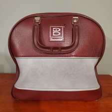 Vintage BRUNSWICK Bowling Ball Bag Maroon/Gray Single Ball w/ Rack Retro Design