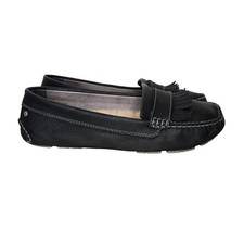 UGG Women's Lonna Genuine Sheepskin Mocassins Black Leather Size 9
