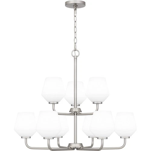 Brushed Nickel Nine Light Chandelier from the Nielson Collection - Picture 1 of 6