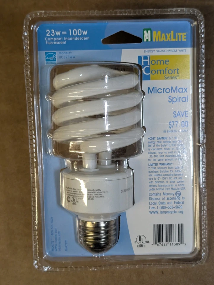  MaxLite MLM23SHL 23W / 100W Warm White Spiral Max7293 Brand New  - Image 2 of 2