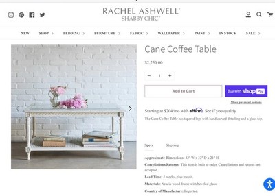 Rachel Ashwell Shabby Chic Couture Coffee Table Louis Cane Darcy